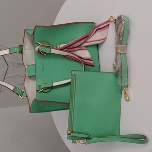 Anne Klein purse bag mint green long strap crossbody. Pre-owned